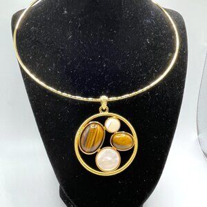 Joan Rivers Classics Collection Omega Vintage Tiger Eye MOP Necklace Box